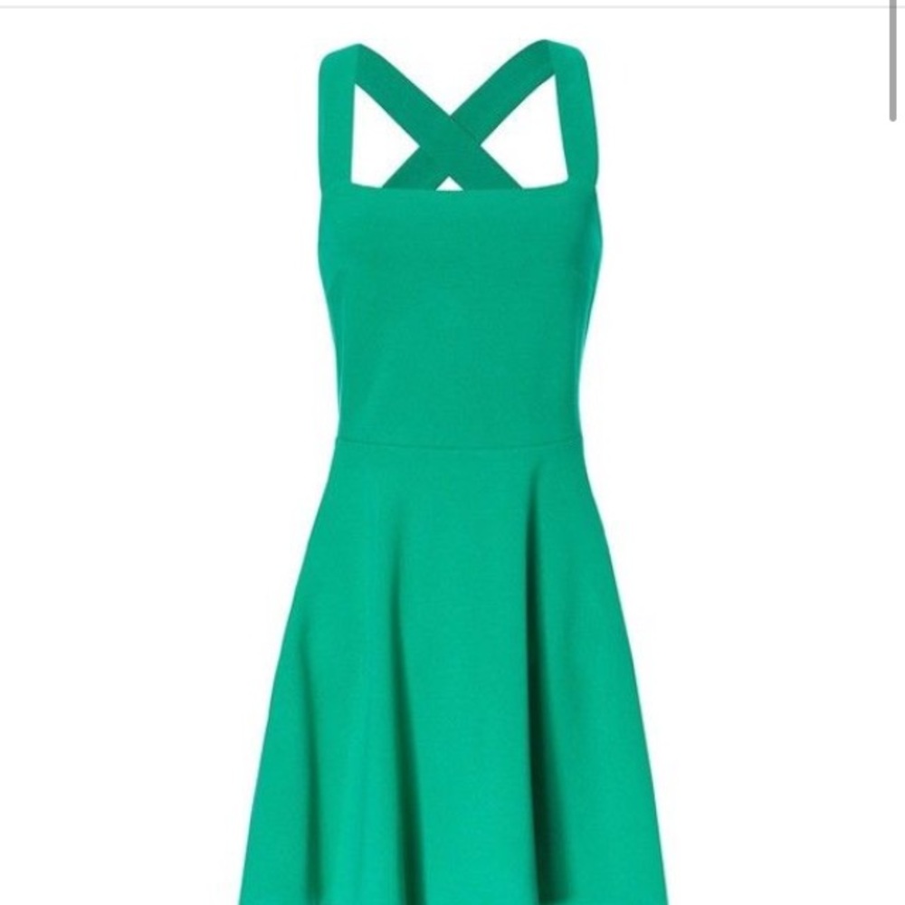 Zara Dress Green Cross Back Summer Cocktail Length